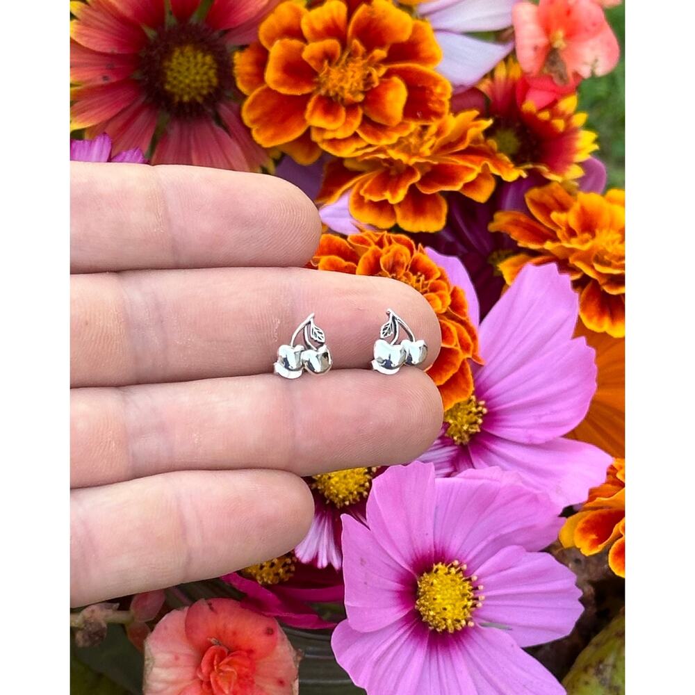 Sterling Silver Cherry Post Earrings